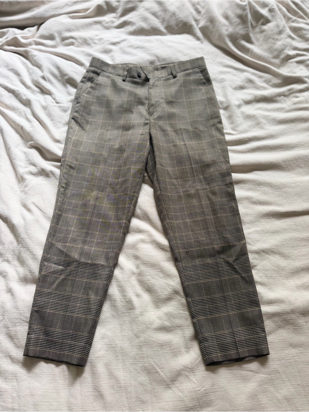Zara Men’s Gray Glen Plaid Dress Trousers